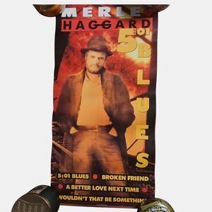 Merle Haggard 5:01 Blues 12x24 Vintage 1989 Original CBS Album Promo Poster RARE